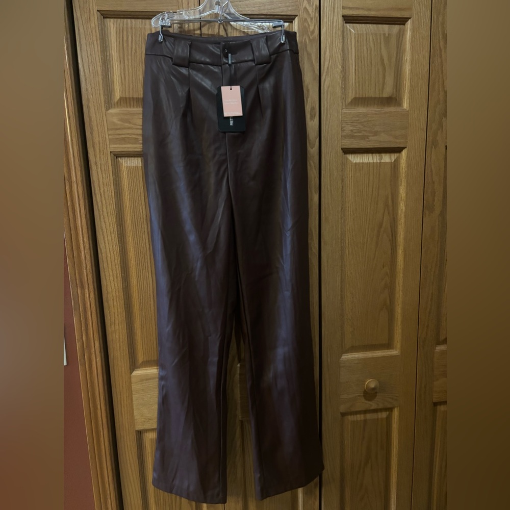 PrettyLittleThing Dark Chocolate Faux Leather Pants
